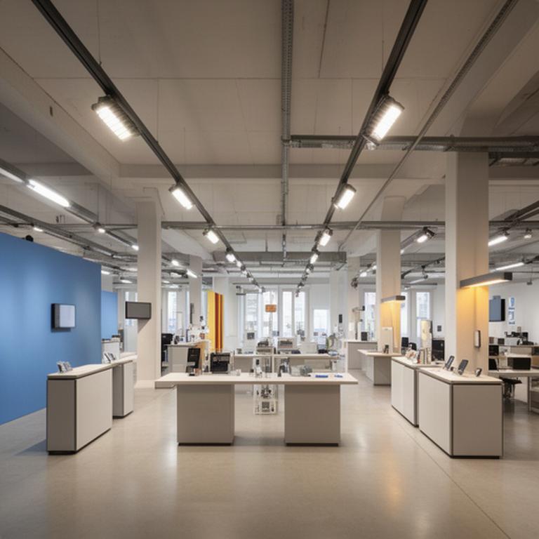 Interior de una nueva instalación de iluminación de una empresa catalana en Milán